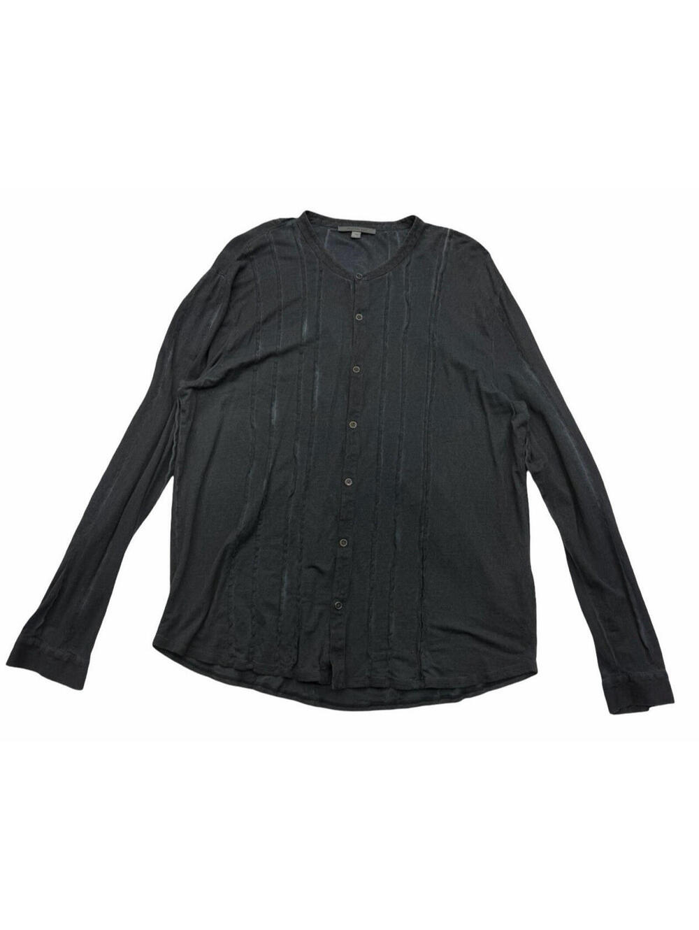 John Varvatos Dyckman Button Band Collar Long Sleeve Shirt Blue Size XL